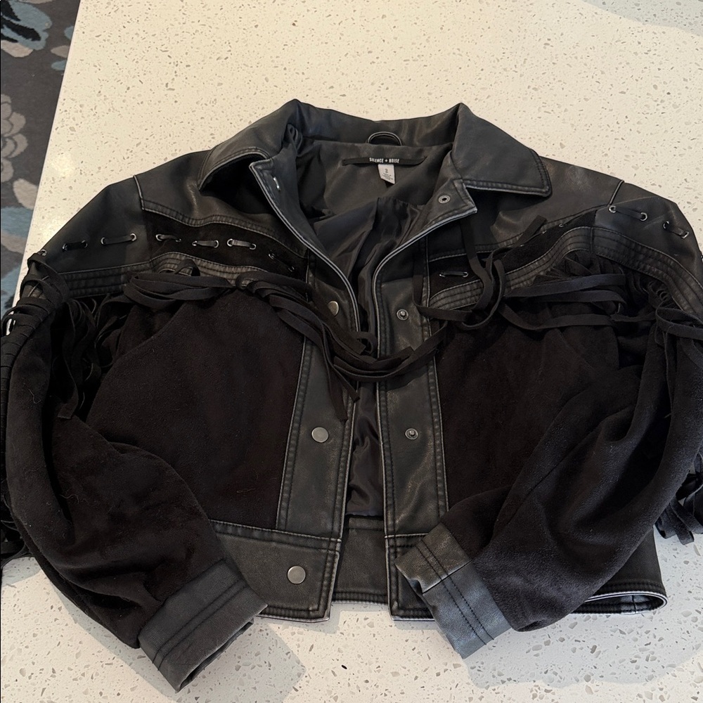 Black Fringe Leather Jacket
